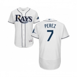 Mens Tampa Bay Rays 7 Michael Perez Home White Home Flex Base Authentic Collection Baseball Jersey