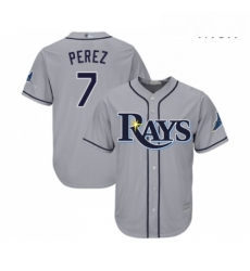Mens Tampa Bay Rays 7 Michael Perez Replica Grey Road Cool Base Baseball Jersey 