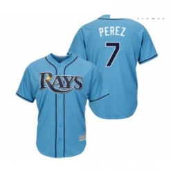Mens Tampa Bay Rays 7 Michael Perez Replica Light Blue Alternate 2 Cool Base Baseball Jersey 