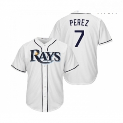 Mens Tampa Bay Rays 7 Michael Perez Replica White Home Cool Base Baseball Jersey 