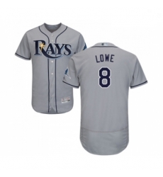 Mens Tampa Bay Rays 8 Brandon Lowe Grey Road Flex Base Authentic Collection Baseball Jersey