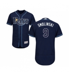 Mens Tampa Bay Rays 9 Jake Smolinski Navy Blue Alternate Flex Base Authentic Collection Baseball Jersey