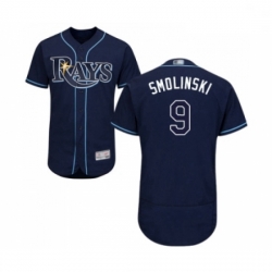 Mens Tampa Bay Rays 9 Jake Smolinski Navy Blue Alternate Flex Base Authentic Collection Baseball Jersey