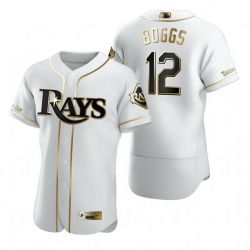 Tampa Bay Rays 12 Wade Boggs White Nike Mens Authentic Golden Edition MLB Jersey