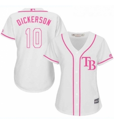 Womens Majestic Tampa Bay Rays 10 Corey Dickerson Replica White Fashion Cool Base MLB Jersey