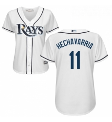 Womens Majestic Tampa Bay Rays 11 Adeiny Hechavarria Authentic White Home Cool Base MLB Jersey 