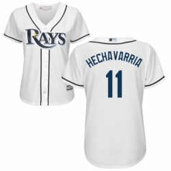 Womens Majestic Tampa Bay Rays 11 Adeiny Hechavarria Authentic White Home Cool Base MLB Jersey 