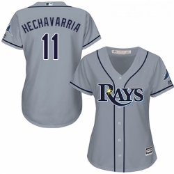 Womens Majestic Tampa Bay Rays 11 Adeiny Hechavarria Replica Grey Road Cool Base MLB Jersey 