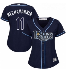 Womens Majestic Tampa Bay Rays 11 Adeiny Hechavarria Replica Navy Blue Alternate Cool Base MLB Jersey 