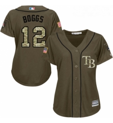 Womens Majestic Tampa Bay Rays 12 Wade Boggs Authentic Green Salute to Service MLB Jersey