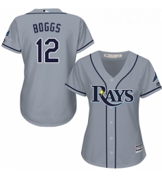 Womens Majestic Tampa Bay Rays 12 Wade Boggs Authentic Grey Road Cool Base MLB Jersey