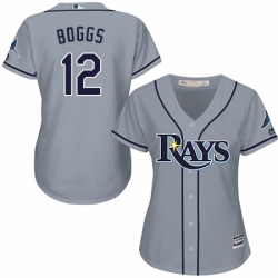 Womens Majestic Tampa Bay Rays 12 Wade Boggs Authentic Grey Road Cool Base MLB Jersey