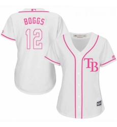 Womens Majestic Tampa Bay Rays 12 Wade Boggs Authentic White Fashion Cool Base MLB Jersey