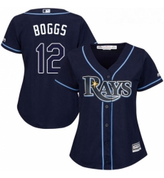 Womens Majestic Tampa Bay Rays 12 Wade Boggs Replica Navy Blue Alternate Cool Base MLB Jersey