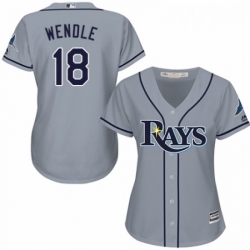 Womens Majestic Tampa Bay Rays 18 Joey Wendle Authentic Grey Road Cool Base MLB Jersey 