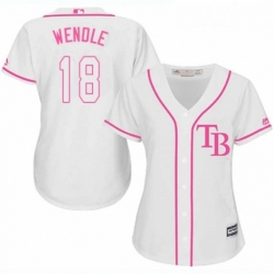 Womens Majestic Tampa Bay Rays 18 Joey Wendle Replica White Fashion Cool Base MLB Jersey 