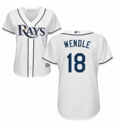 Womens Majestic Tampa Bay Rays 18 Joey Wendle Replica White Home Cool Base MLB Jersey 