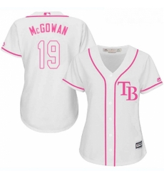 Womens Majestic Tampa Bay Rays 19 Dustin McGowan Authentic White Fashion Cool Base MLB Jersey 