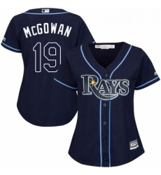 Womens Majestic Tampa Bay Rays 19 Dustin McGowan Replica Navy Blue Alternate Cool Base MLB Jersey 