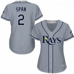 Womens Majestic Tampa Bay Rays 2 Denard Span Authentic Grey Road Cool Base MLB Jersey 
