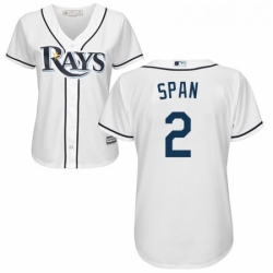 Womens Majestic Tampa Bay Rays 2 Denard Span Authentic White Home Cool Base MLB Jersey 