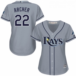 Womens Majestic Tampa Bay Rays 22 Chris Archer Authentic Grey Road Cool Base MLB Jersey