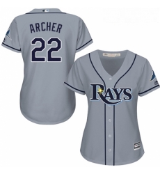 Womens Majestic Tampa Bay Rays 22 Chris Archer Replica Grey Road Cool Base MLB Jersey