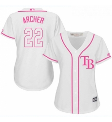 Womens Majestic Tampa Bay Rays 22 Chris Archer Replica White Fashion Cool Base MLB Jersey