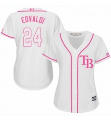 Womens Majestic Tampa Bay Rays 24 Nathan Eovaldi Replica White Fashion Cool Base MLB Jersey 