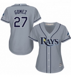 Womens Majestic Tampa Bay Rays 27 Carlos Gomez Authentic Grey Road Cool Base MLB Jersey 