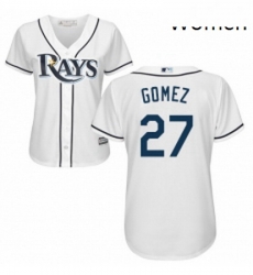Womens Majestic Tampa Bay Rays 27 Carlos Gomez Authentic White Home Cool Base MLB Jersey 