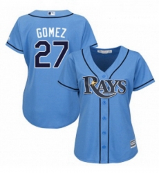 Womens Majestic Tampa Bay Rays 27 Carlos Gomez Replica Light Blue Alternate 2 Cool Base MLB Jersey 