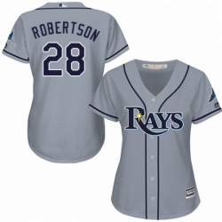 Womens Majestic Tampa Bay Rays 28 Daniel Robertson Authentic Grey Road Cool Base MLB Jersey 
