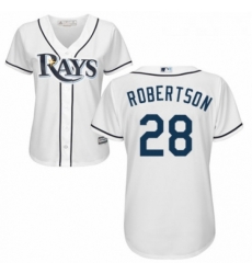 Womens Majestic Tampa Bay Rays 28 Daniel Robertson Authentic White Home Cool Base MLB Jersey 