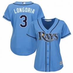 Womens Majestic Tampa Bay Rays 3 Evan Longoria Authentic Light Blue Alternate 2 Cool Base MLB Jersey