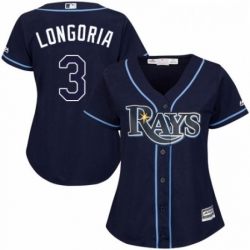 Womens Majestic Tampa Bay Rays 3 Evan Longoria Authentic Navy Blue Alternate Cool Base MLB Jersey