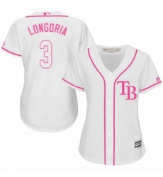 Womens Majestic Tampa Bay Rays 3 Evan Longoria Authentic White Fashion Cool Base MLB Jersey