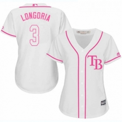 Womens Majestic Tampa Bay Rays 3 Evan Longoria Authentic White Fashion Cool Base MLB Jersey