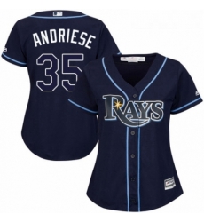 Womens Majestic Tampa Bay Rays 35 Matt Andriese Authentic Navy Blue Alternate Cool Base MLB Jersey 