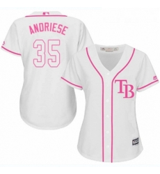 Womens Majestic Tampa Bay Rays 35 Matt Andriese Authentic White Fashion Cool Base MLB Jersey 