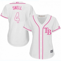 Womens Majestic Tampa Bay Rays 4 Blake Snell Authentic White Fashion Cool Base MLB Jersey 