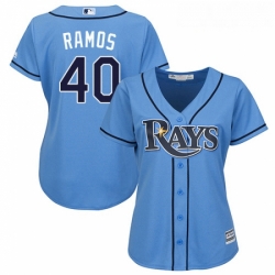Womens Majestic Tampa Bay Rays 40 Wilson Ramos Authentic Light Blue Alternate 2 Cool Base MLB Jersey