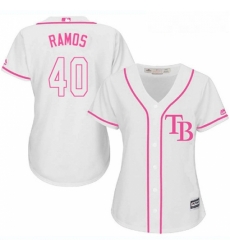 Womens Majestic Tampa Bay Rays 40 Wilson Ramos Replica White Fashion Cool Base MLB Jersey
