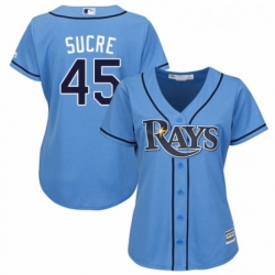 Womens Majestic Tampa Bay Rays 45 Jesus Sucre Replica Light Blue Alternate 2 Cool Base MLB Jersey 