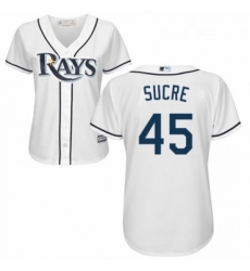 Womens Majestic Tampa Bay Rays 45 Jesus Sucre Replica White Home Cool Base MLB Jersey 