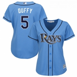 Womens Majestic Tampa Bay Rays 5 Matt Duffy Authentic Light Blue Alternate 2 Cool Base MLB Jersey