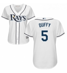 Womens Majestic Tampa Bay Rays 5 Matt Duffy Authentic White Home Cool Base MLB Jersey