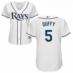Womens Majestic Tampa Bay Rays 5 Matt Duffy Authentic White Home Cool Base MLB Jersey
