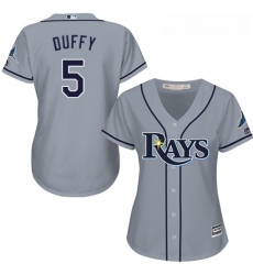 Womens Majestic Tampa Bay Rays 5 Matt Duffy Replica Grey Road Cool Base MLB Jersey