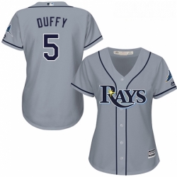 Womens Majestic Tampa Bay Rays 5 Matt Duffy Replica Grey Road Cool Base MLB Jersey